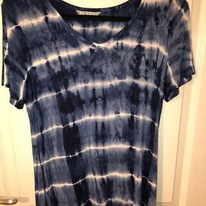 Blue and white tye dye v neck